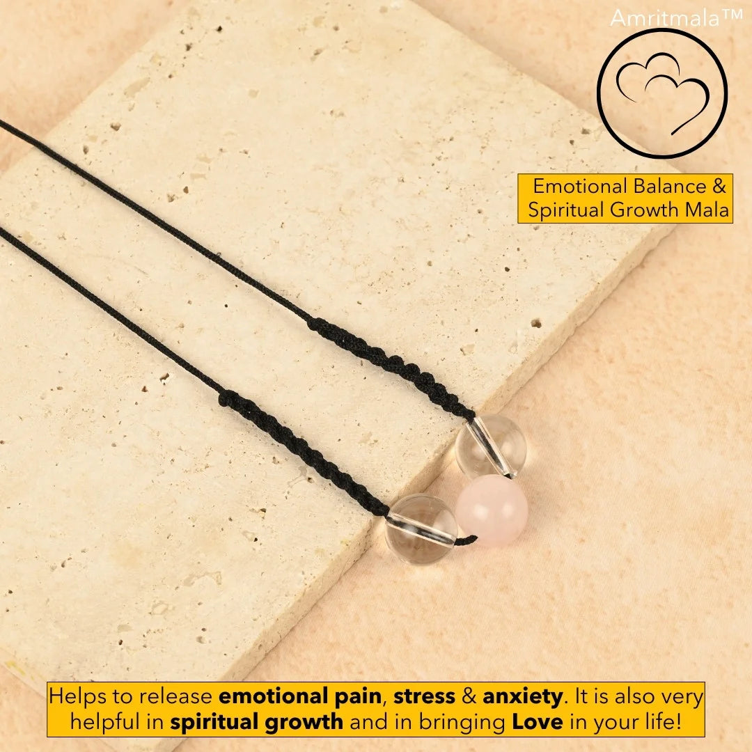 GENUINE ROSE QUARTZ WITH CLEAR QUARTZ : AMRITMALA'S LOVE & SELF AWARENESS MALA