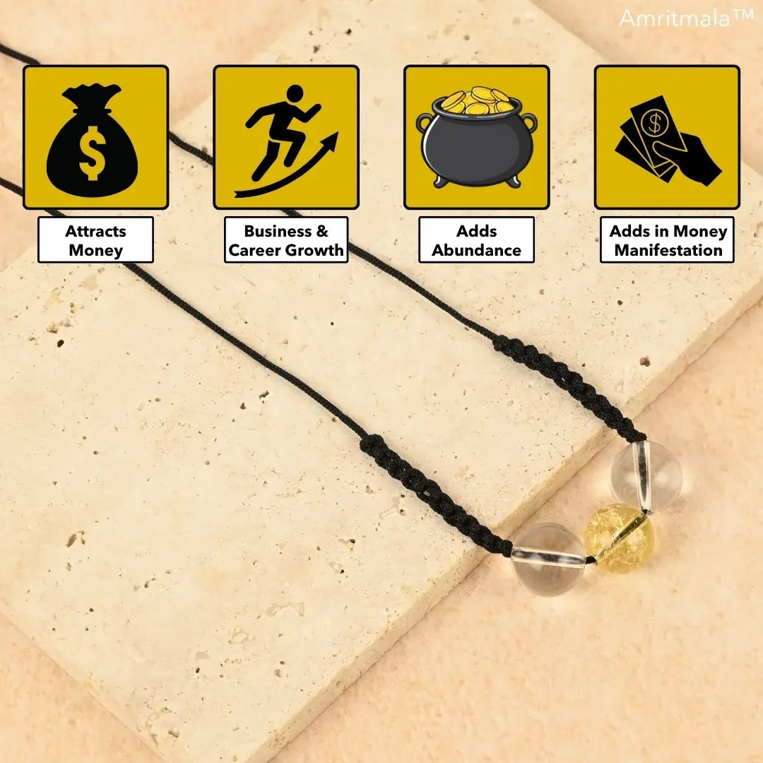 Amritmala for Attracting Money & Wealth (Genuine Citrine with Clear Quatz)