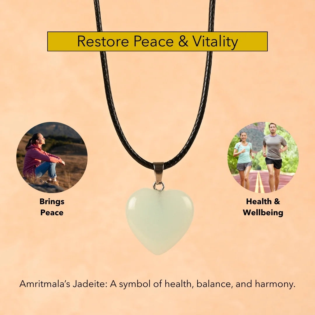 Amritmala Heart Pendant for Peace & Longevity (Genuine Jadeite) (For Good health, vitality, and long-lasting inner balance)