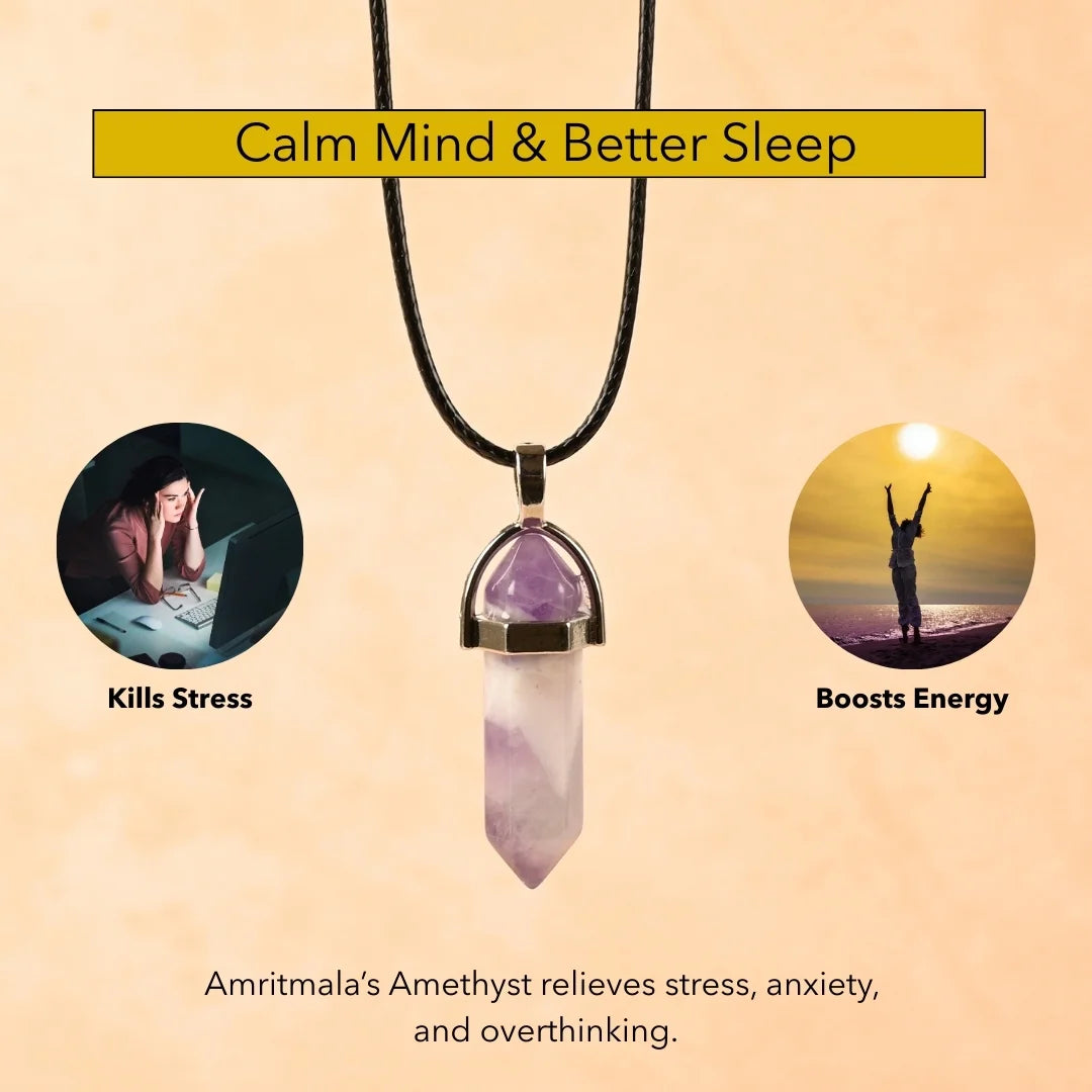 Amritmala for Calm Mind & Sleep (Genuine Amethyst Mala/Pendant)