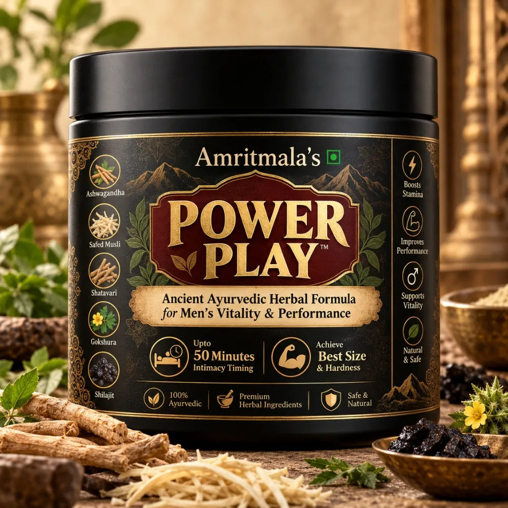 Amritmala POWER PLAY – Secret Ancient Ayurvedic Men's Stamina & Intimate Wellness Powder | Performance & Confidence | 120g