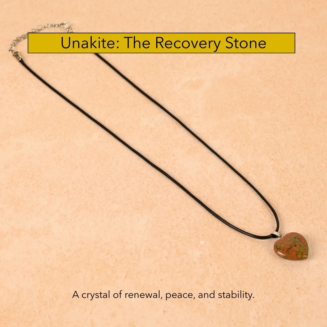 Amritmala Heart Pendant for Emotional Healing & Balance (Genuine Unakite) (Care for past wounds, trauma recovery, and emotional stability)