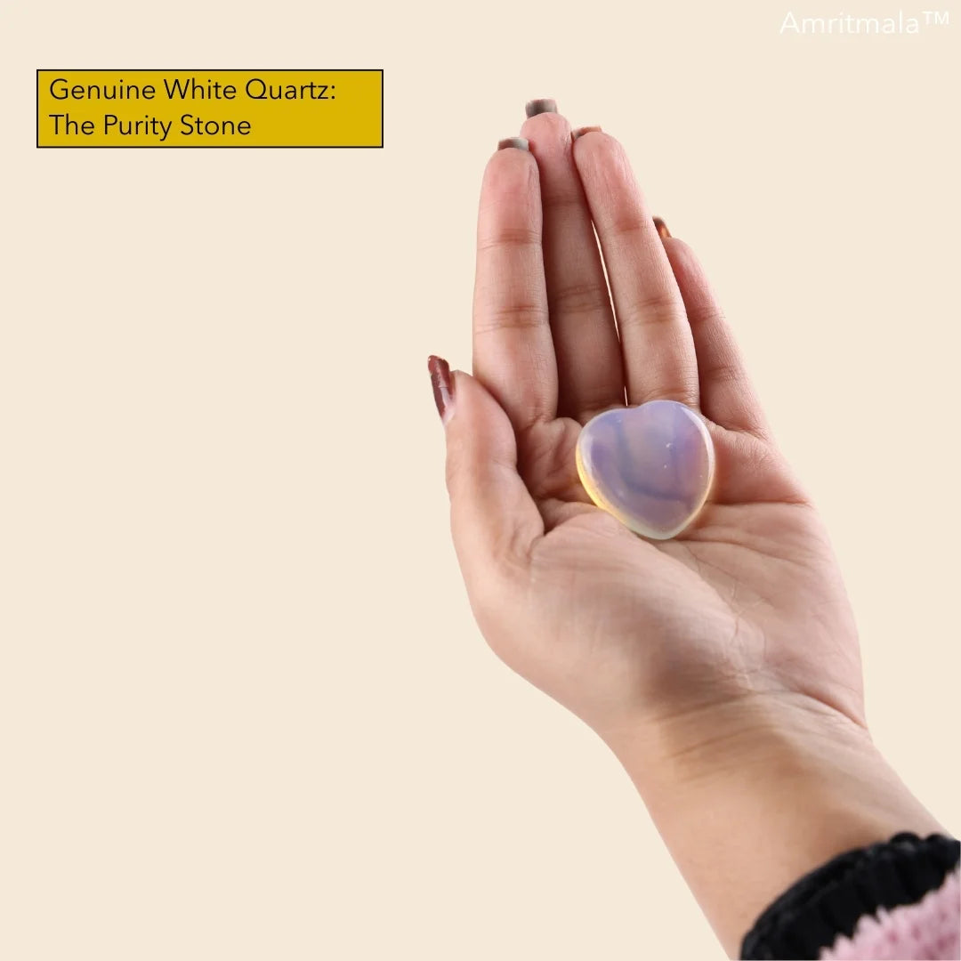 Amritmala Worry Stone for Inner Strength (Genuine White Quartz)