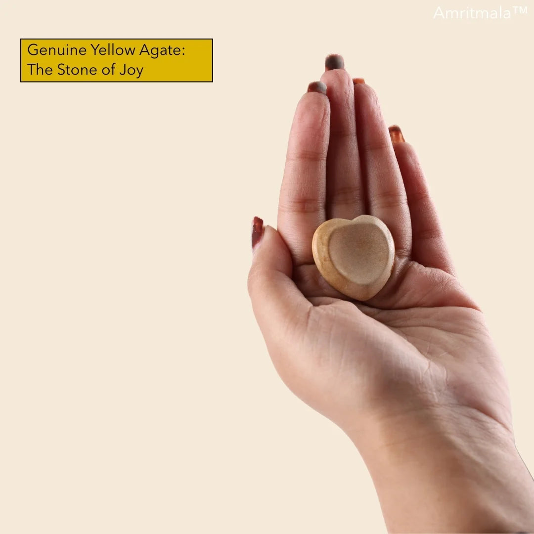 Amritmala Worry Stone for Joy & Confidence (Genuine Yellow Agate)