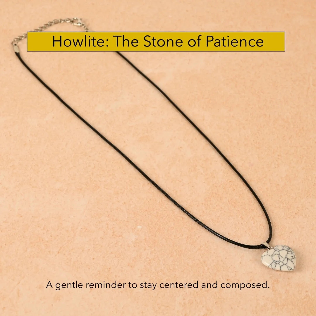 Amritmala Heart Pendant for Peace & Patience (Genuine Howlite) (Care for anger, stress relief, and emotional balance)