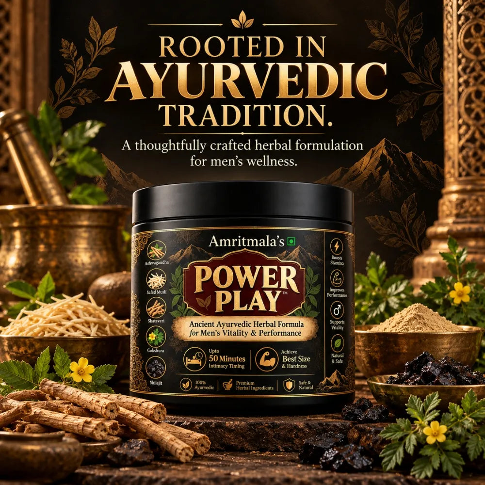 Amritmala POWER PLAY – Secret Ancient Ayurvedic Men's Stamina & Intimate Wellness Powder | Performance & Confidence | 120g