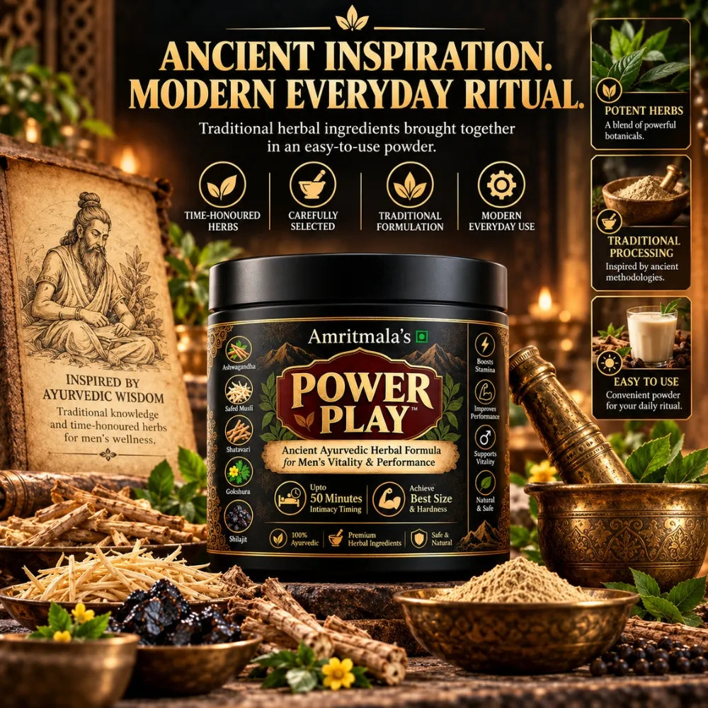 Amritmala POWER PLAY – Secret Ancient Ayurvedic Men's Stamina & Intimate Wellness Powder | Performance & Confidence | 120g