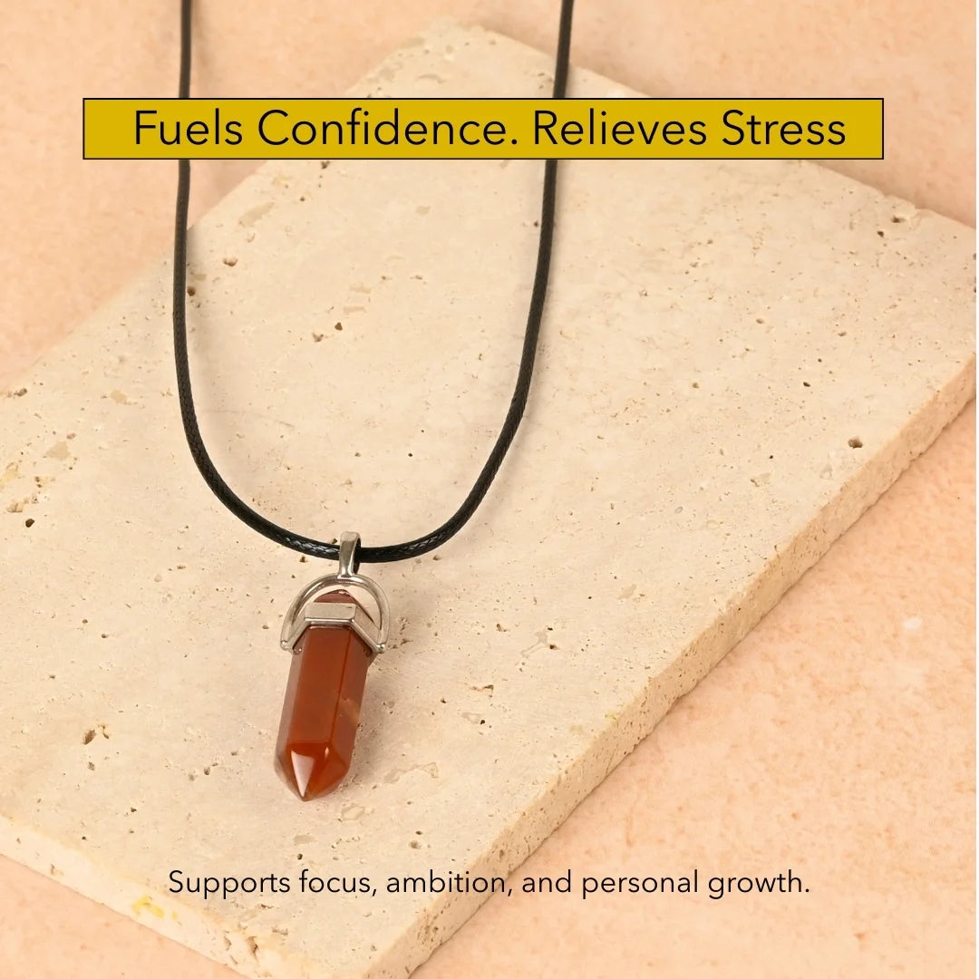 Amritmala for Stress, Depression, Energy & Motivation (Genuine Carnelian Pendant)