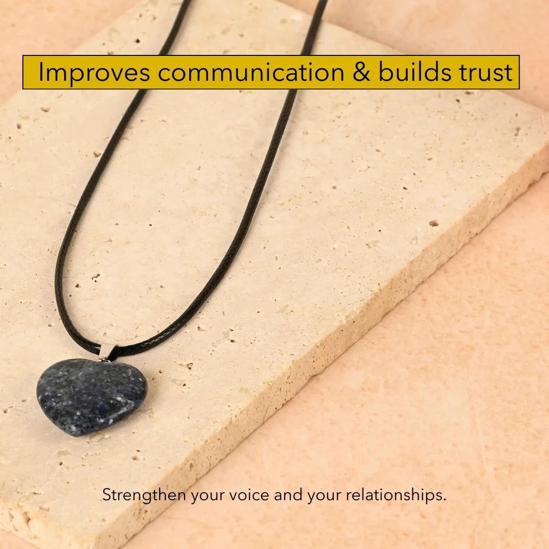 Amritmala Heart Pendant for Confidence in Communication (Genuine Lapis Lazuli) (For communication, self-expression, and relationship trust)