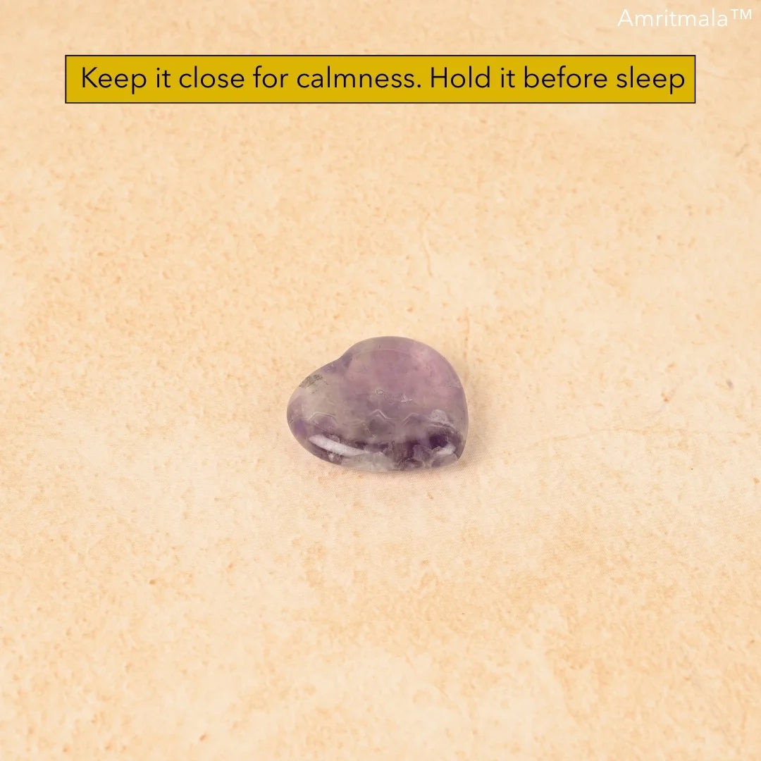Amritmala Worry Stone for Calm Mind & Sleep (Genuine Amethyst)