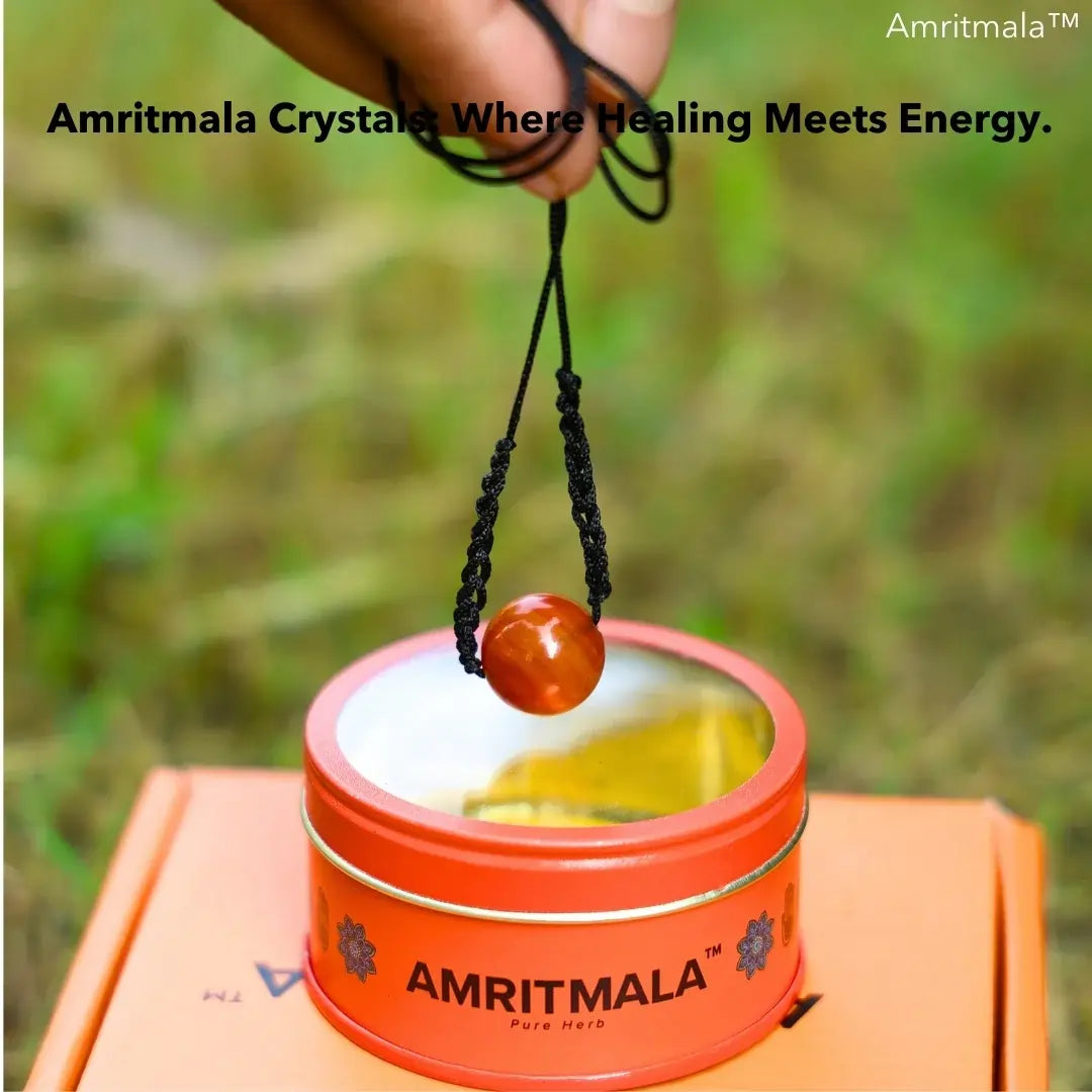 Amritmala for Stress & Negativity Relief, Building Confidece (Genuine Carnelian)
