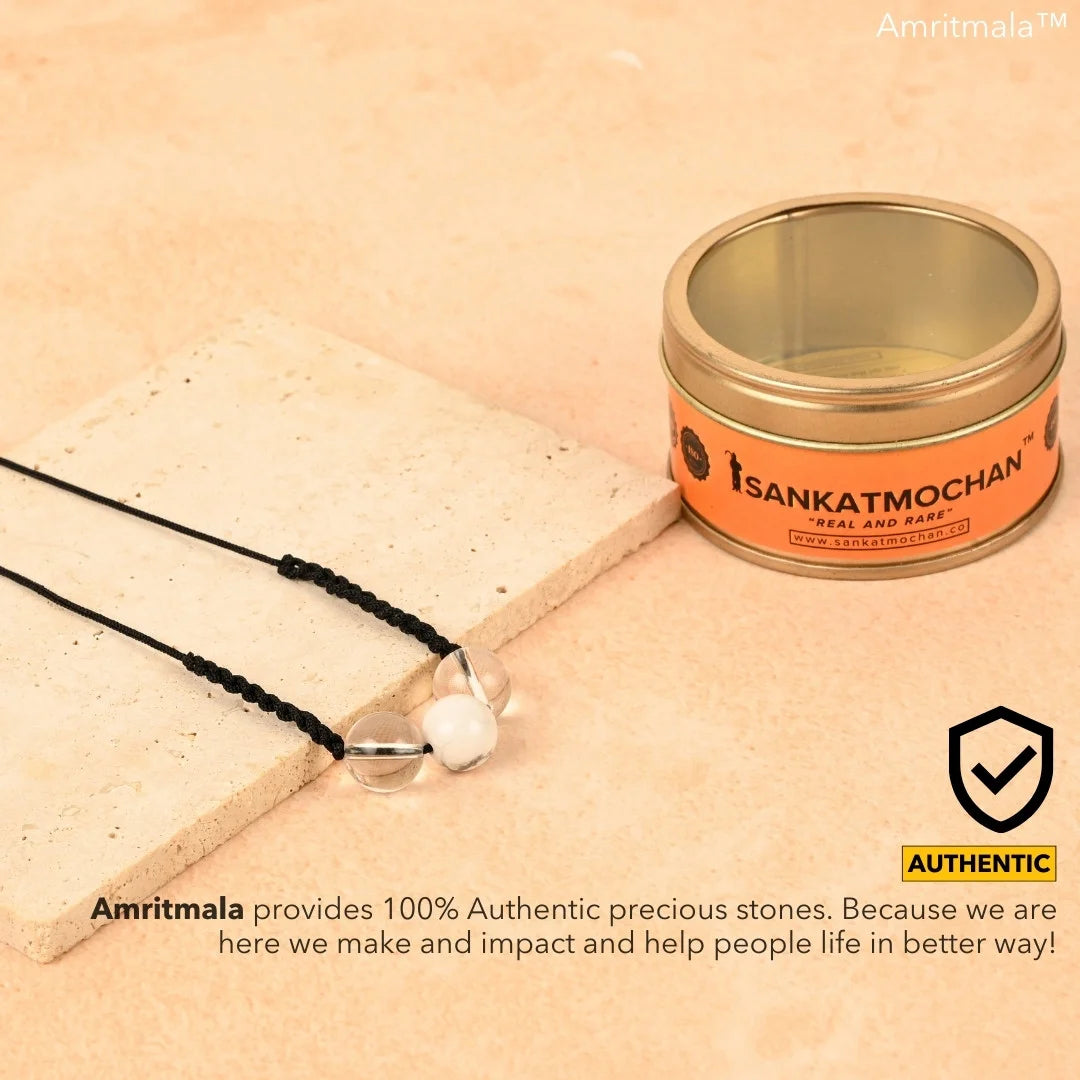 GENUINE HOWLITE WITH CLEAR QUARTZ AMRITMALA'S FOCUS, ANGER MANAGEMENT & MIND CONTROL MALA