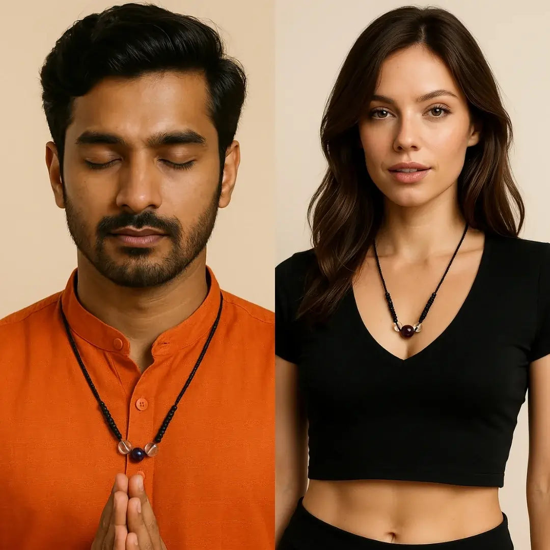 Amritmala for Stress, Anxiety & Sleep (Genuine Amethyst with Clear Quartz)