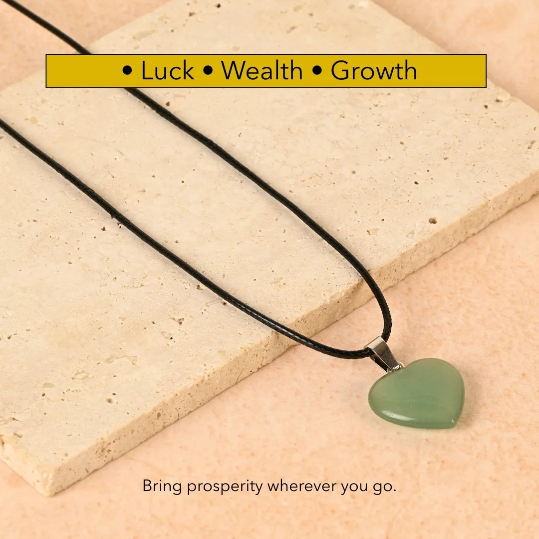 Amritmala Heart Pendant for Luck & Prosperity (Genuine Green Aventurine) (For money, career growth, and positive opportunities)