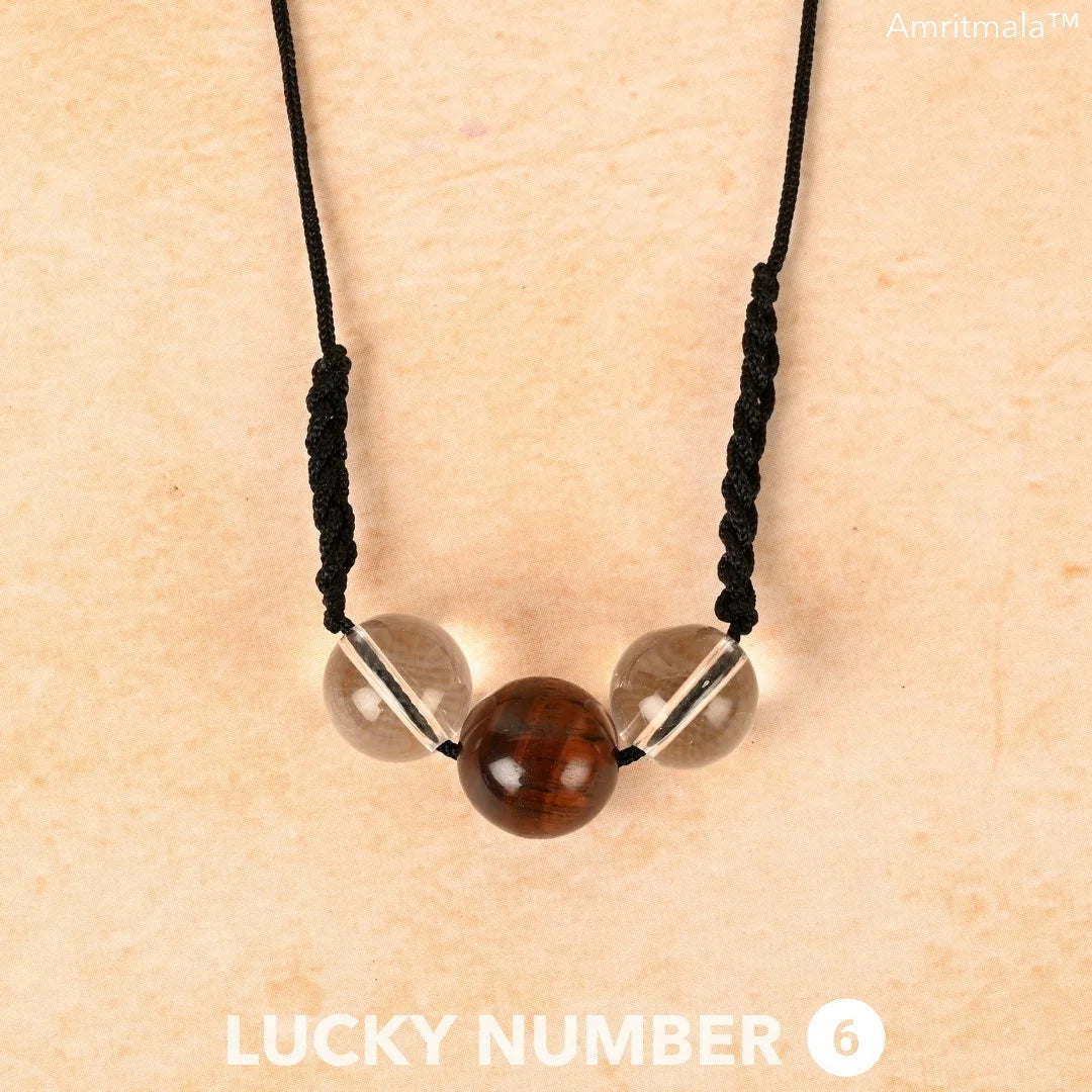 CLEAR QUARTZ WITH TIGER EYE : AMRITMALA'S YEAR 2025 LUCKY MALA (FOR NUMBER 6)