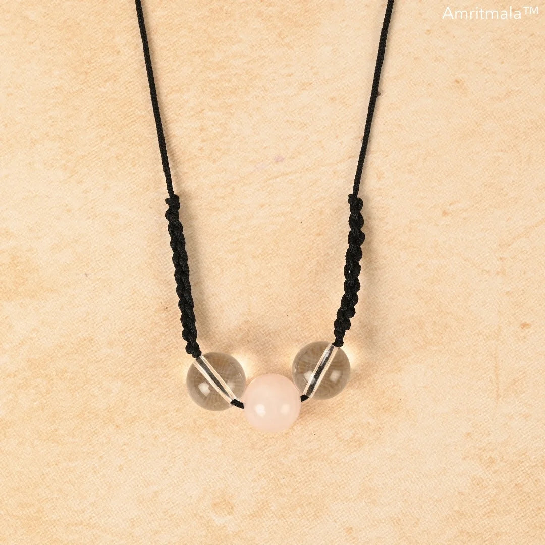 GENUINE ROSE QUARTZ WITH CLEAR QUARTZ : AMRITMALA'S LOVE & SELF AWARENESS MALA