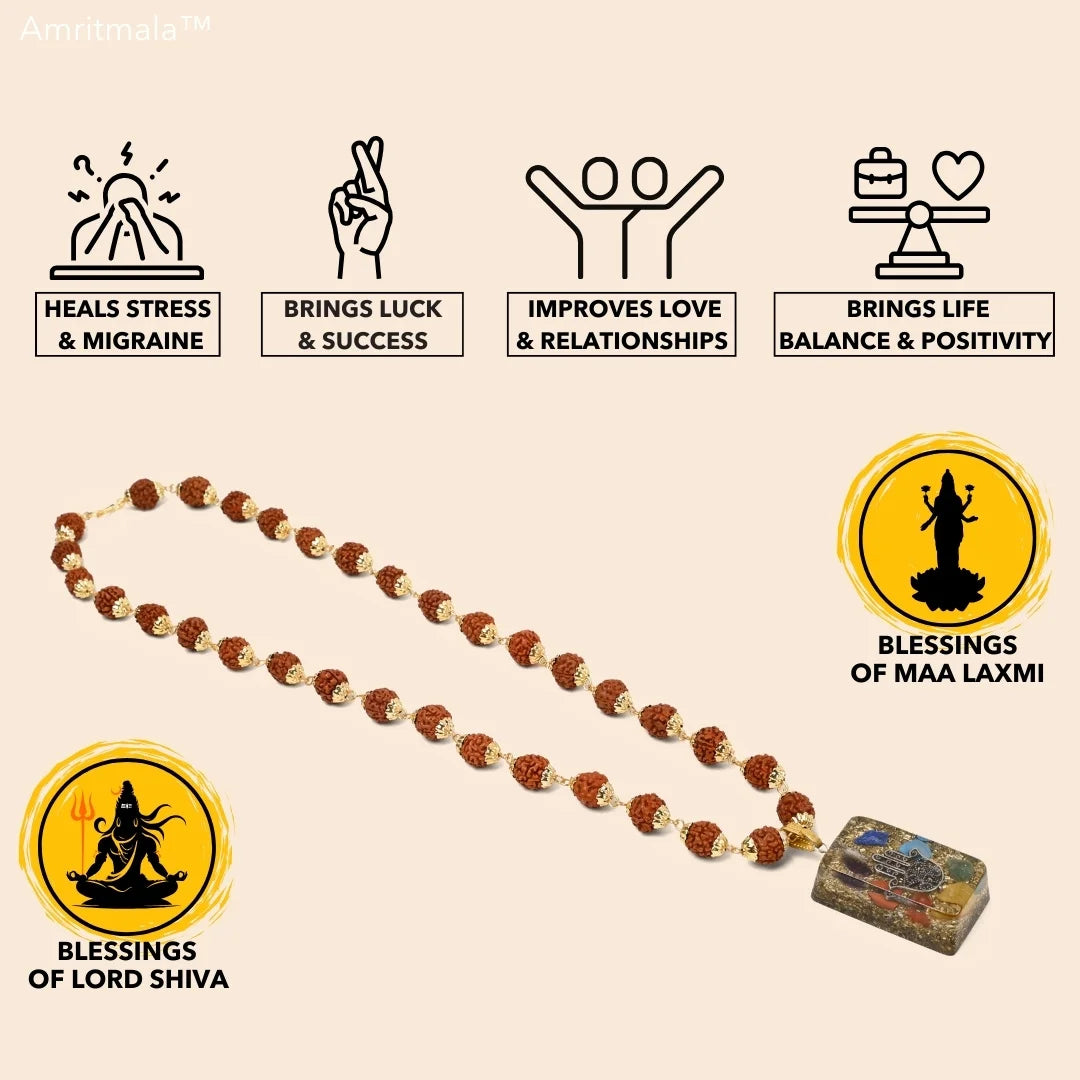 HAMSA LUCKY HANDMALA (Power of Rudraksha & Lucky Hand)