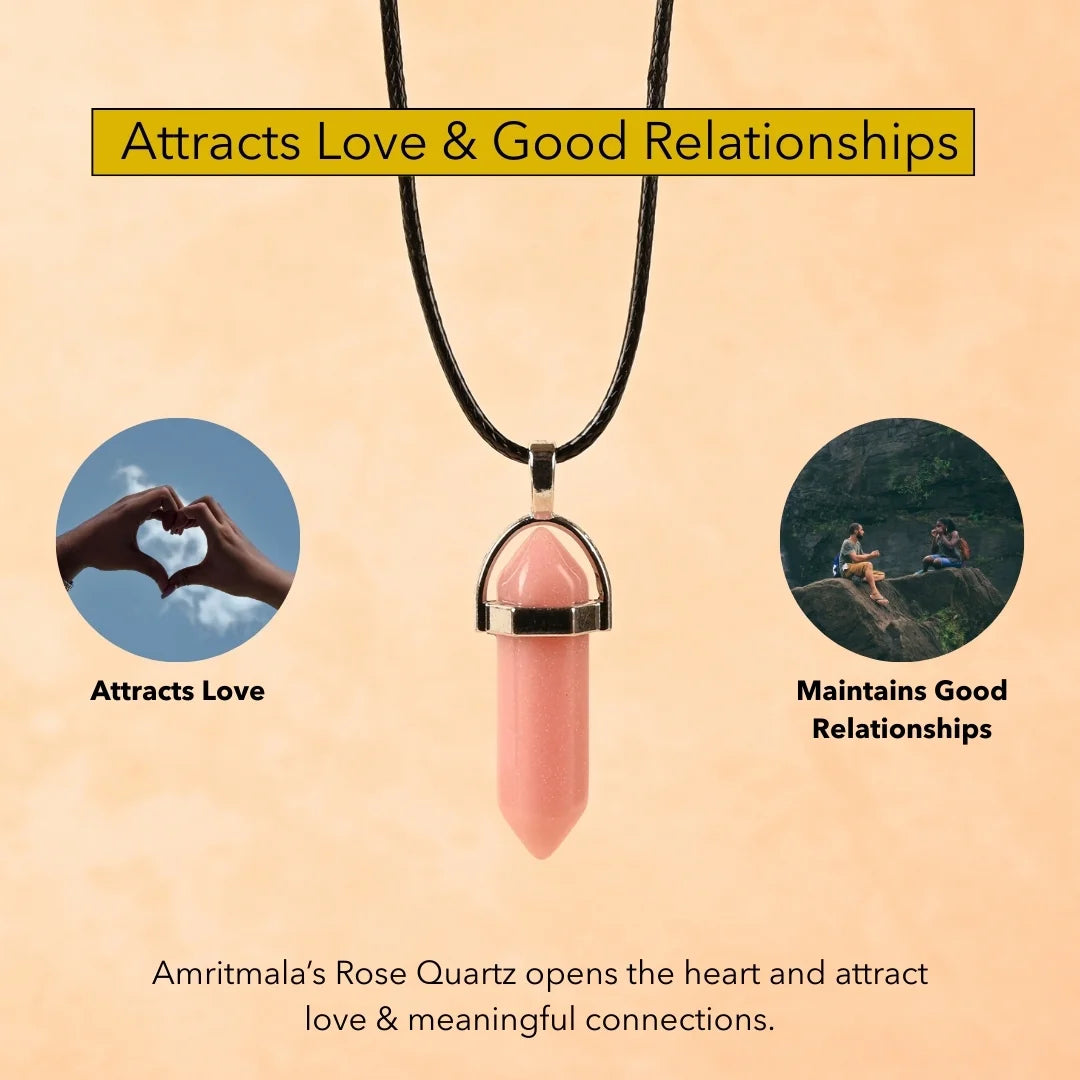 Amritmala for Love & Relationships (Genuine Rose Quartz Pendant)