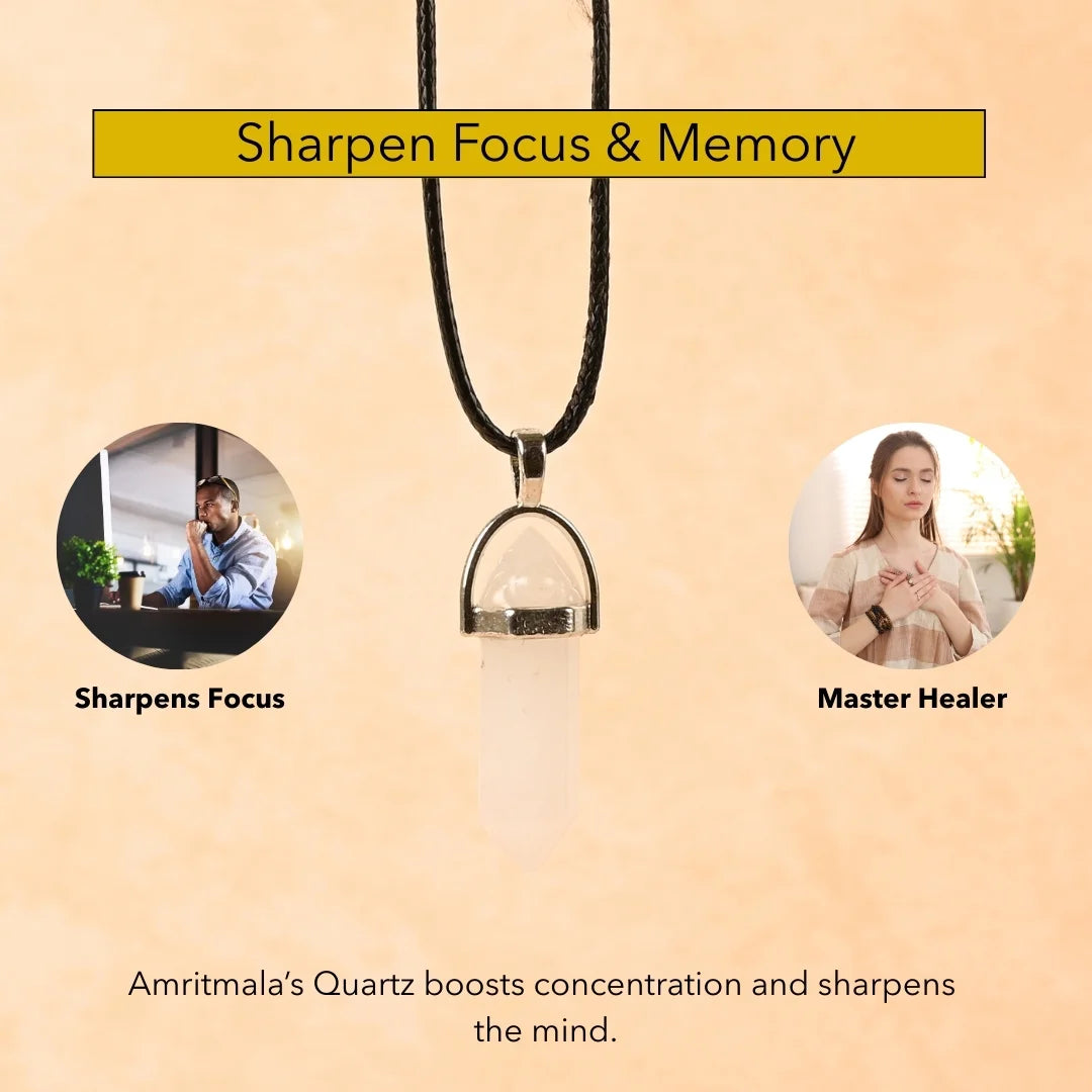 Amritmala for Focus & Clarity (Genuine Quartz Pendant)