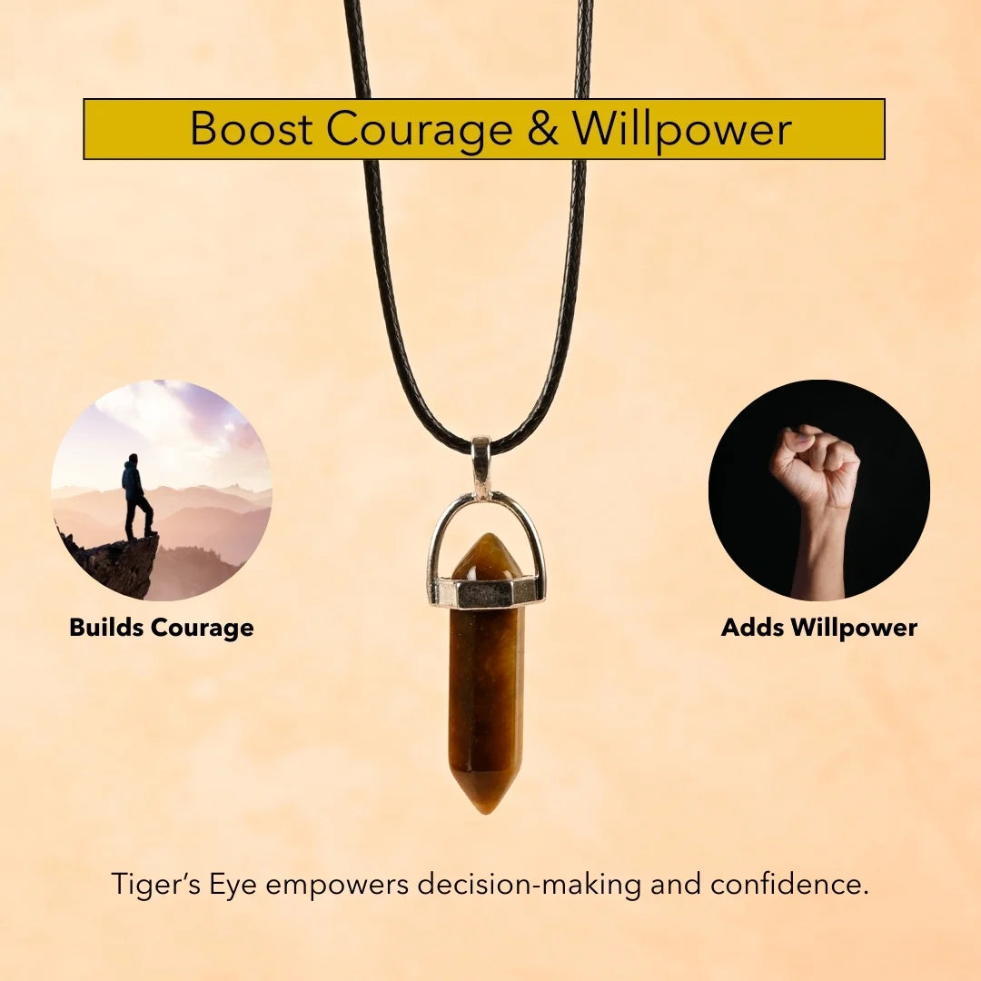 Amritmala for Courage & Success (Genuine Tiger’s Eye Pendant)