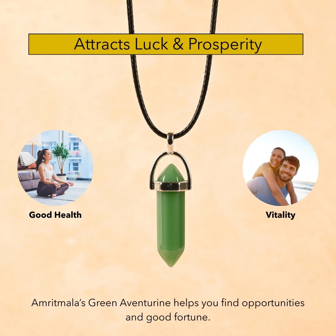 Amritmala for Luck & Prosperity (Genuine Green Aventurine Pendant)