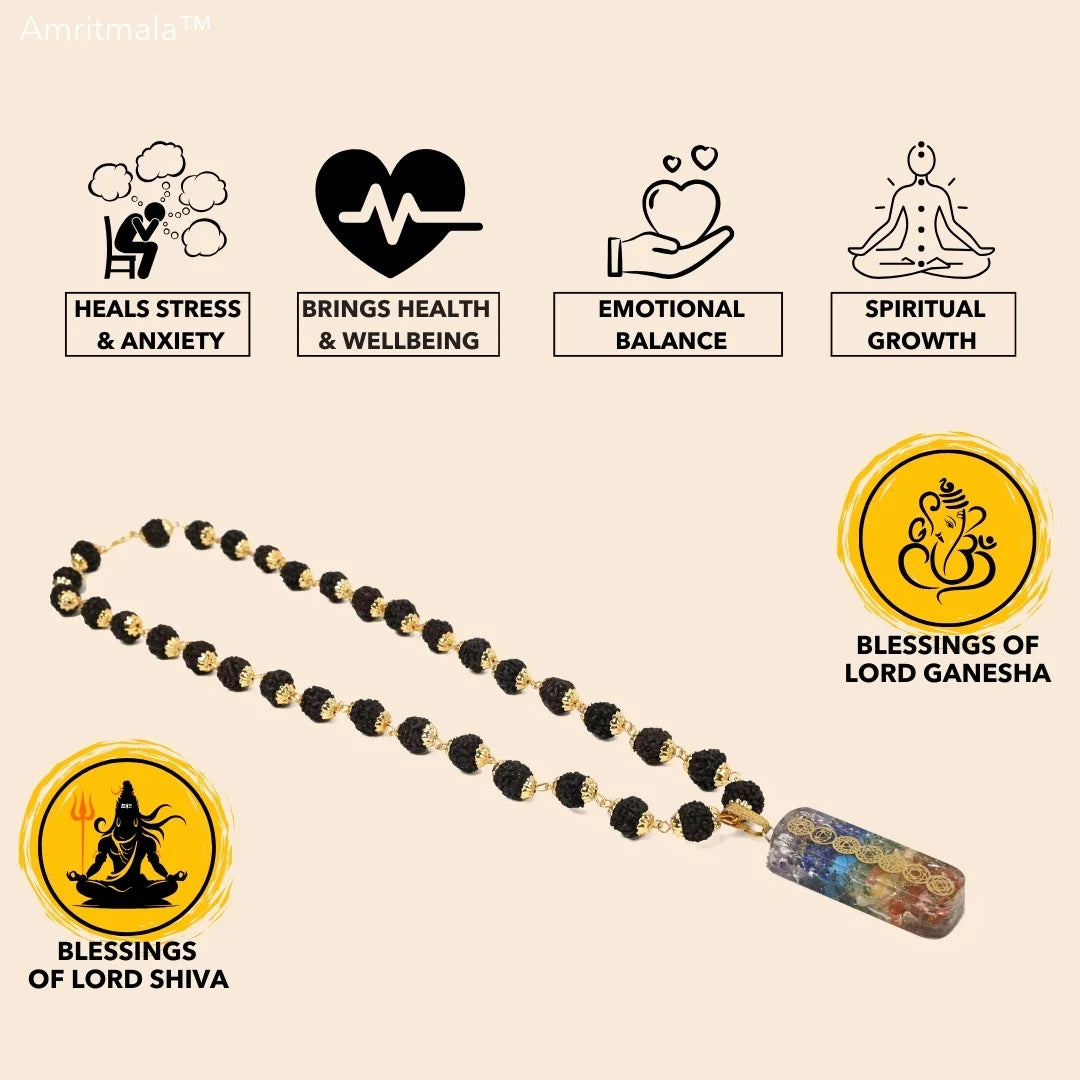 AMRITMALA'S SEVEN CHAKRA GROWTH MALA (POWER OF RUDRAKSHA & SEVEN CHAKRA)