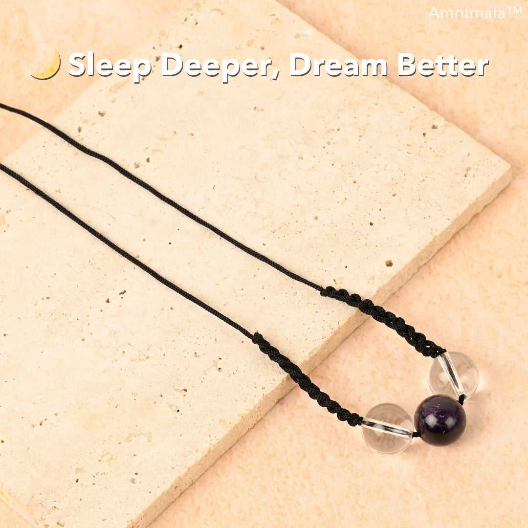 Amritmala for Sleep Issues (Genuine Amethyst with Clear Quatz)