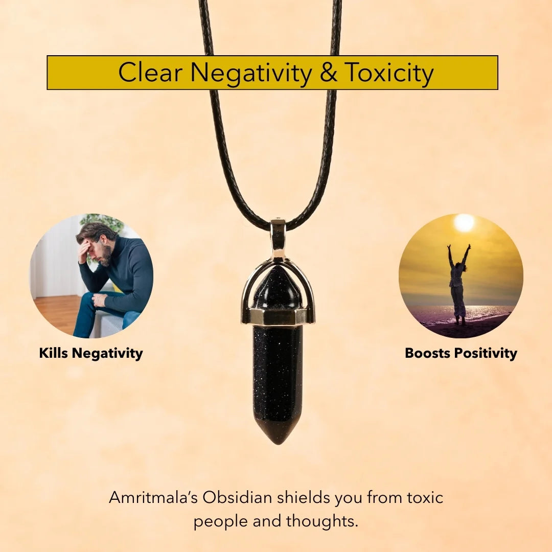 Amritmala for Removing Negativity (Genuine Obsidian Pendant)