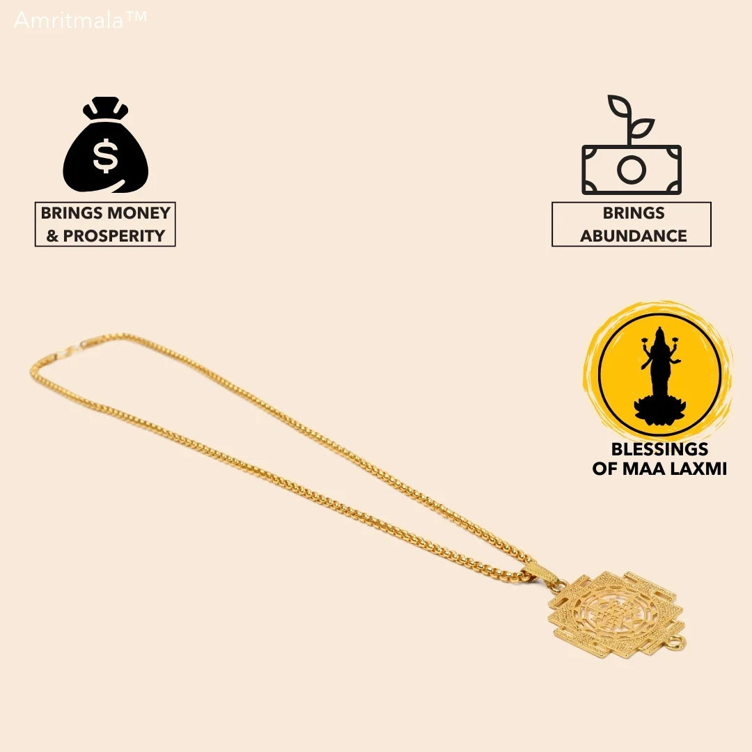 AMRITMALA'S SHREE YANTRA SIDDHI MALA (Chain) (Power of Rudraksha and Shree Yantra)