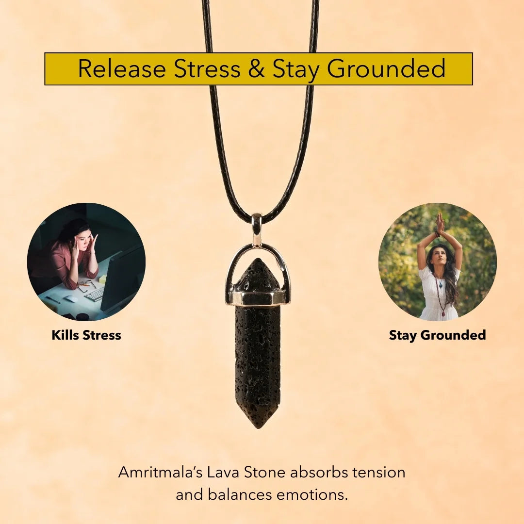 Amritmala for Stress Relief (Genuine Lava Stone Pendant)