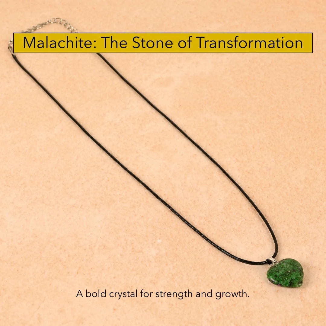 Amritmala Heart Pendant for Healing & Transformation (Genuine Malachite) (For emotional healing, inner strength, and overcoming challenges)