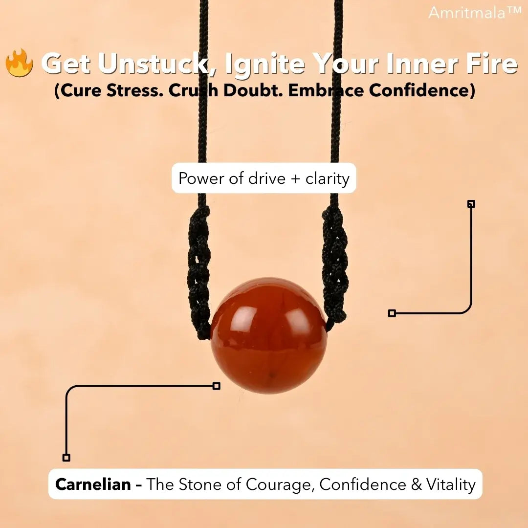 Amritmala for Stress & Negativity Relief, Building Confidece (Genuine Carnelian)