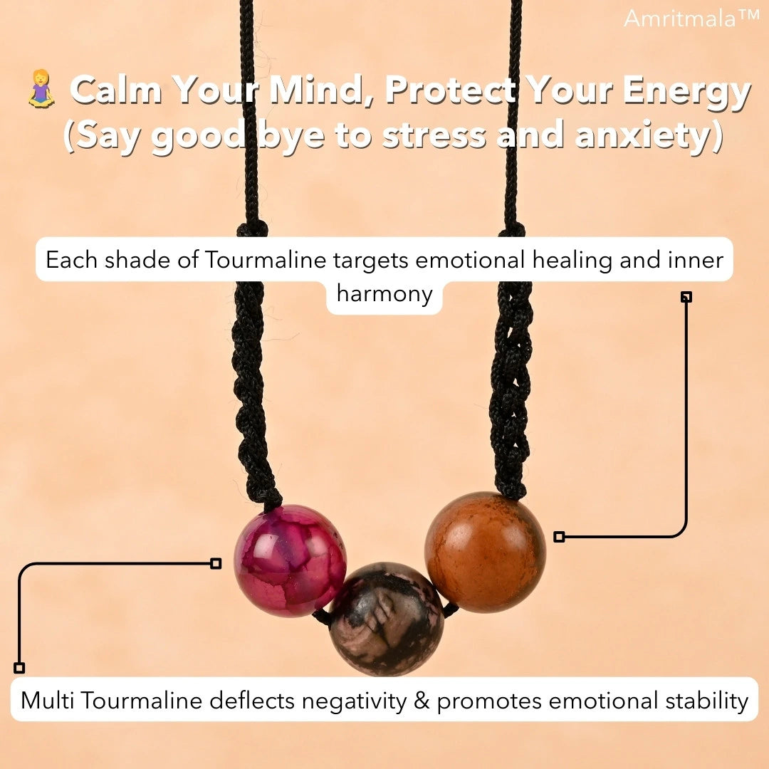Amritmala for Stress & Anxiety (Genuine Multi Tourmaline)
