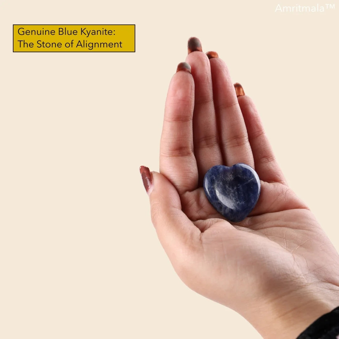 Amritmala Worry Stone for Confidence & Coomunication (Genuine Blue Kyanite)