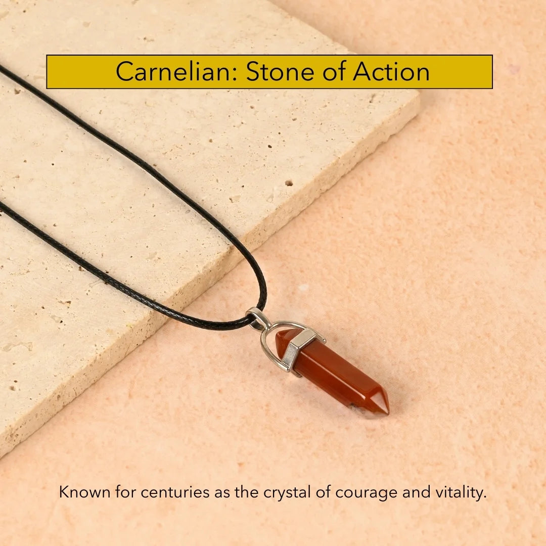Amritmala for Stress, Depression, Energy & Motivation (Genuine Carnelian Pendant)