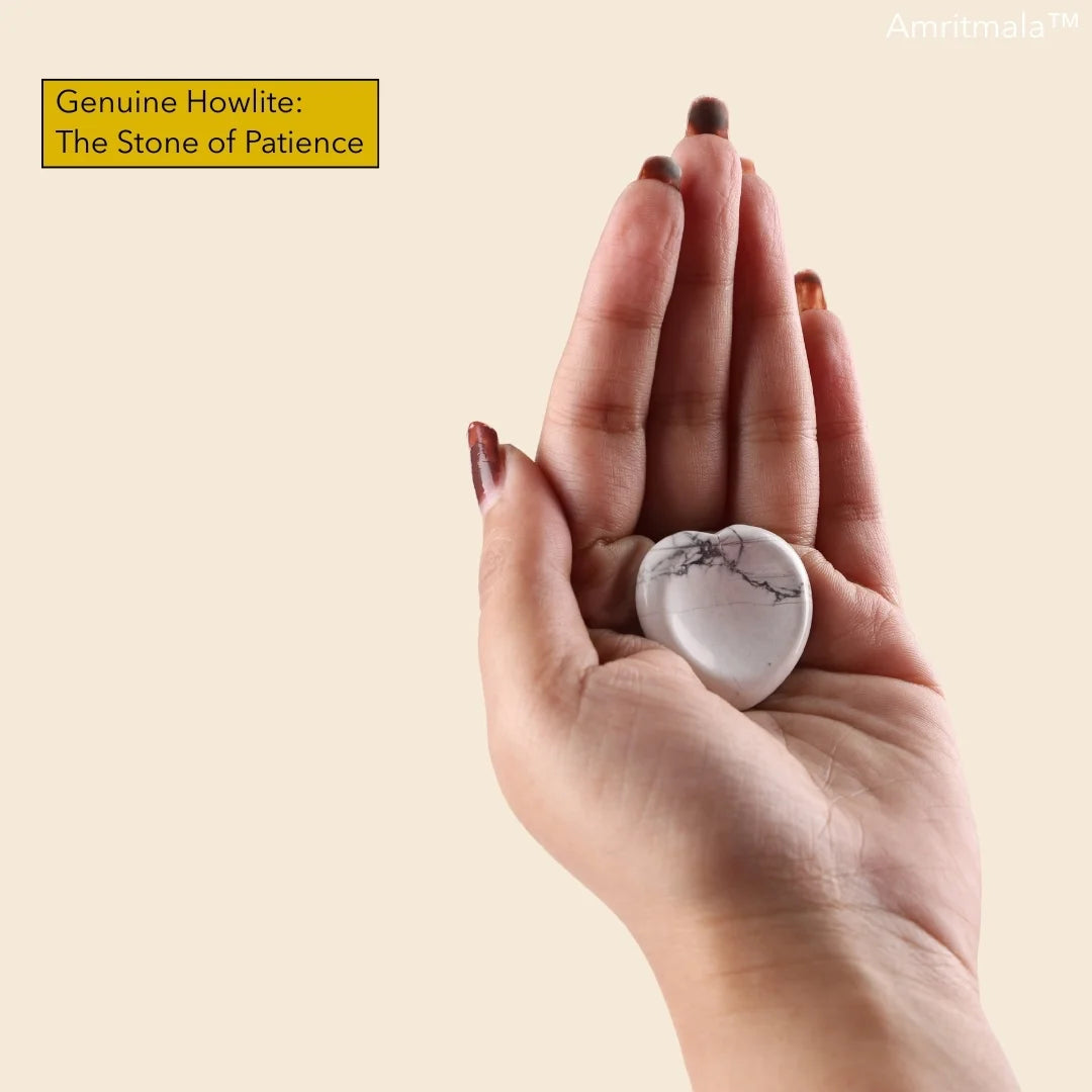 Amritmala Worry Stone for Peace & Patience (Genuine Howlite)