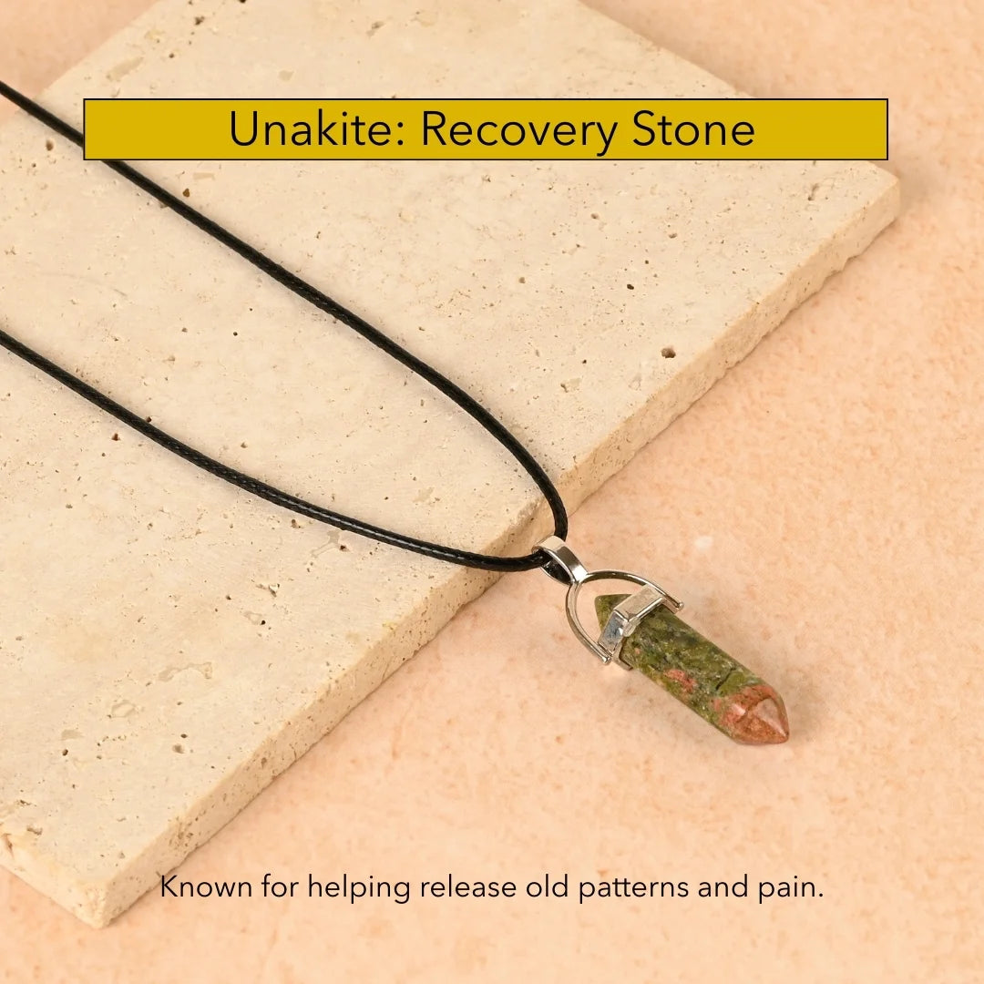 Amritmala for Emotional Healing (Genuine Unakite Pendant)