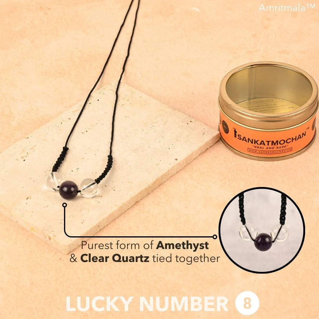 AMETHYST WITH CLEAR QUARTZ : AMRITMALA'S YEAR 2025 LUCKY MALA (FOR NUMBER 8)