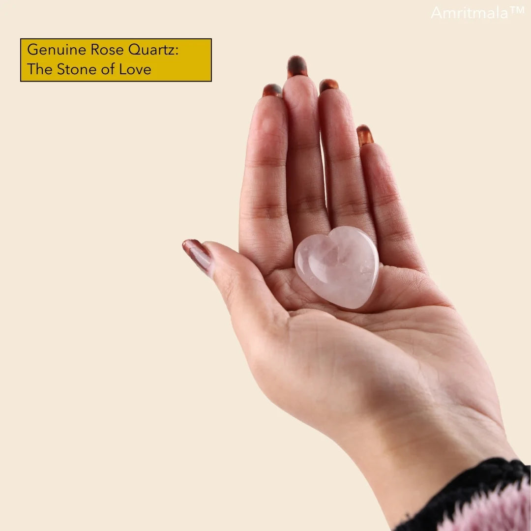 Amritmala Worry Stone for Love & Healing (Genuine Rose Quartz)