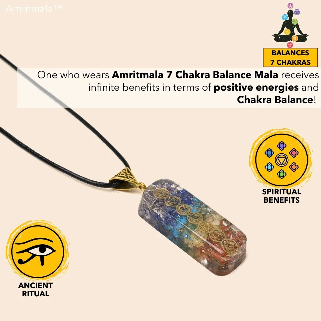 AMRITMALA'S SEVEN CHAKRA BALANCE MALA (For overall health & wealth benefits)