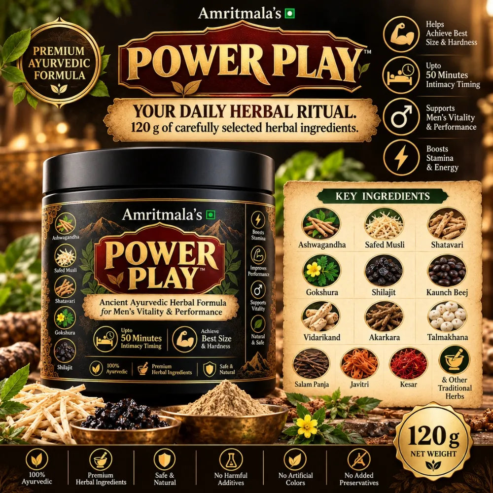 Amritmala POWER PLAY – Secret Ancient Ayurvedic Men's Stamina & Intimate Wellness Powder | Performance & Confidence | 120g