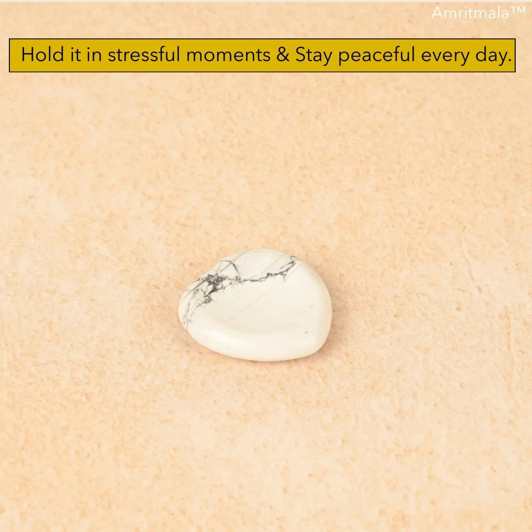 Amritmala Worry Stone for Peace & Patience (Genuine Howlite)