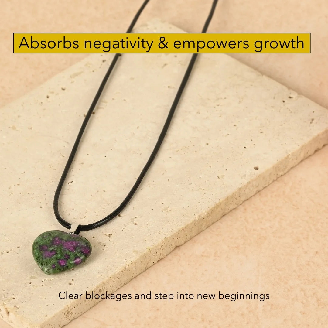 Amritmala Heart Pendant for Healing & Transformation (Genuine Malachite) (For emotional healing, inner strength, and overcoming challenges)