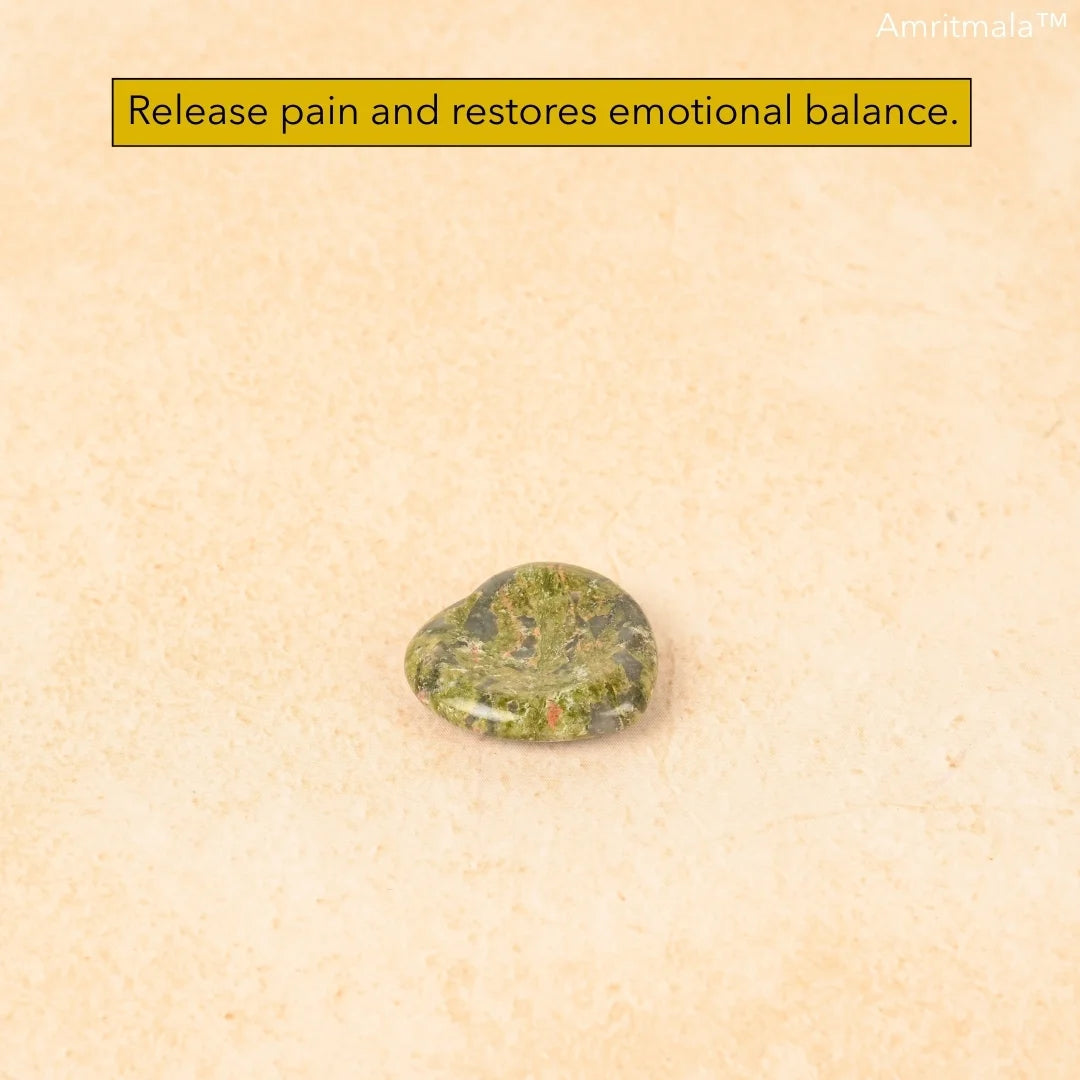 Amritmala Worry Stone for Emotional Healing (Genuine Unakite)