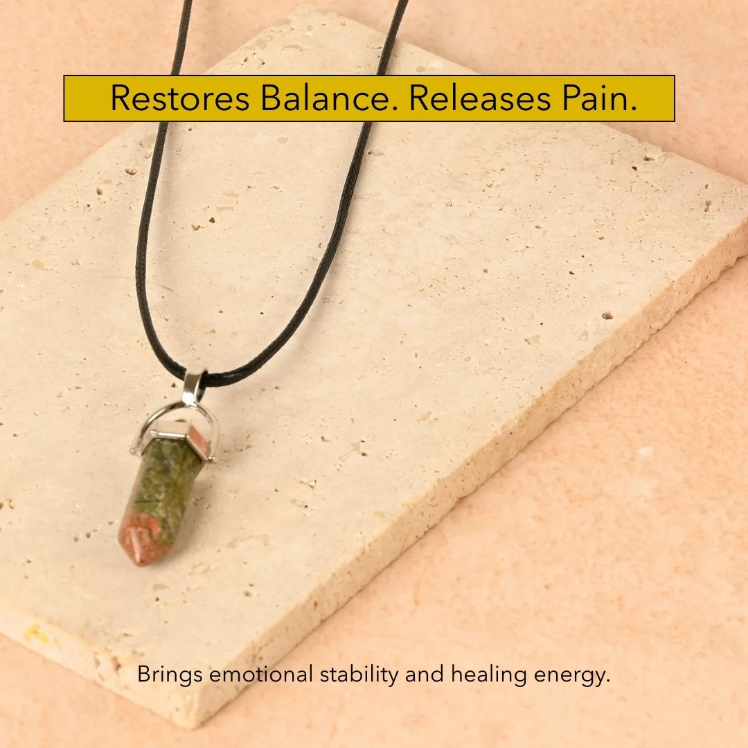 Amritmala for Emotional Healing (Genuine Unakite Pendant)