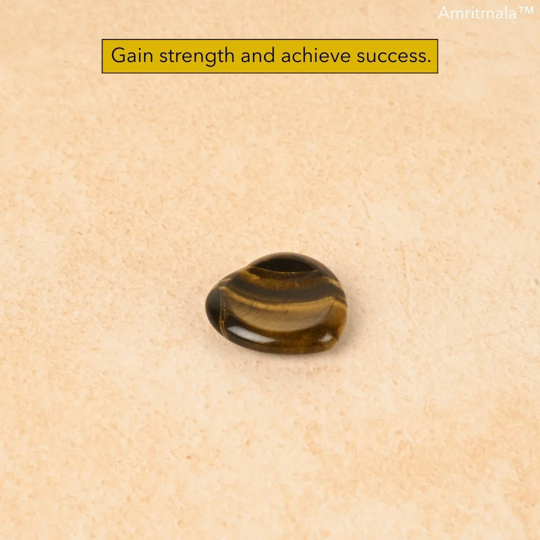 Amritmala Worry Stone for Courage & Success (Genuine Tiger’s Eye)
