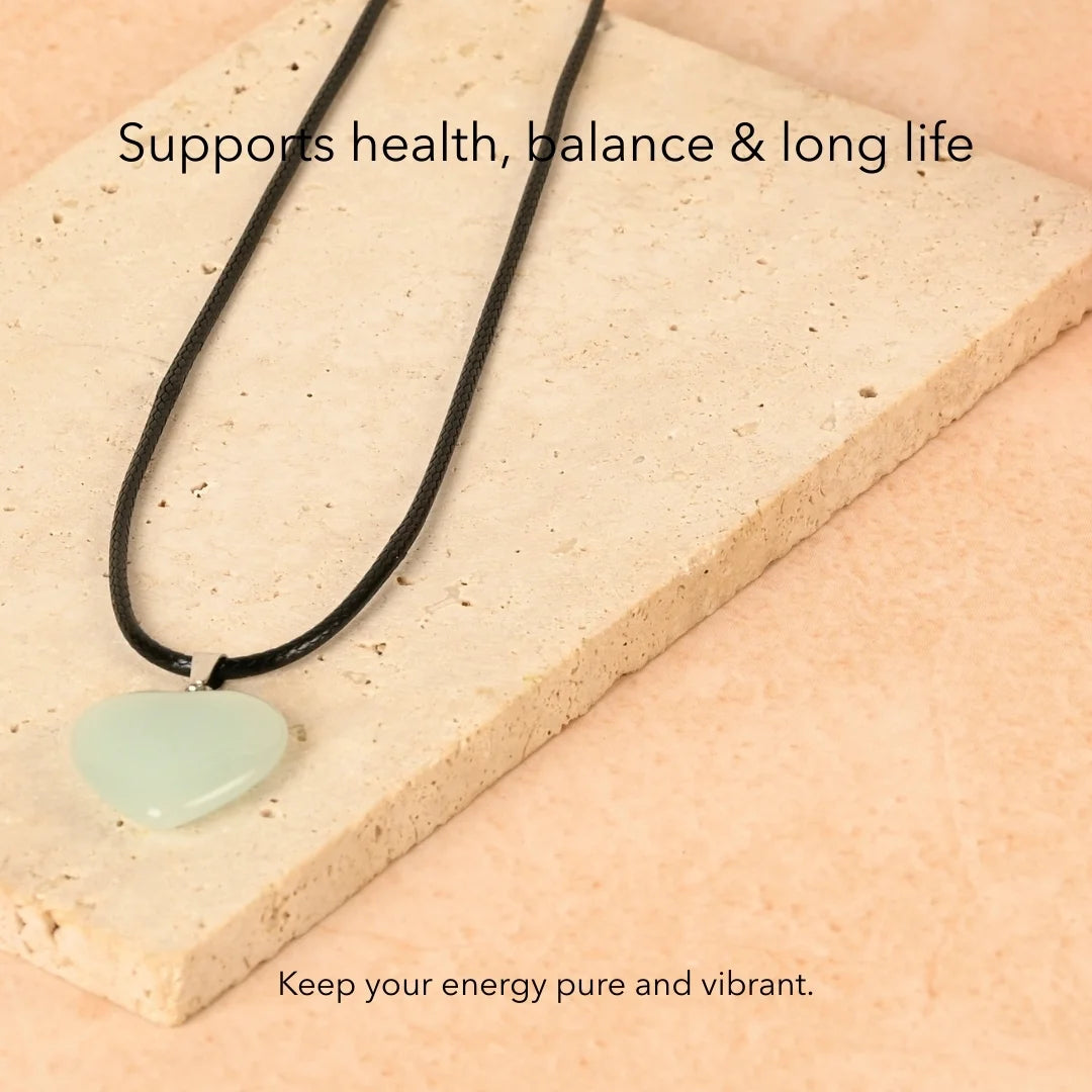 Amritmala Heart Pendant for Peace & Longevity (Genuine Jadeite) (For Good health, vitality, and long-lasting inner balance)