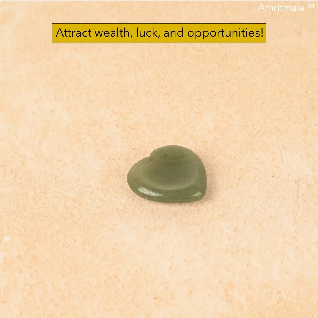 Amritmala Worry Stone for Good Luck & Prosperity (Genuine Green Aventurine)