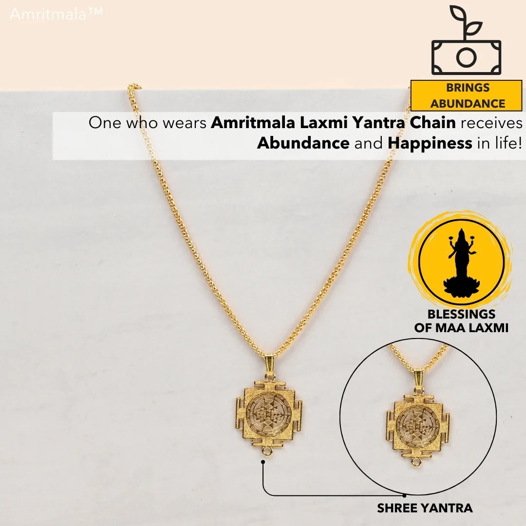 AMRITMALA'S SHREE YANTRA SIDDHI MALA (Chain) (Power of Rudraksha and Shree Yantra)