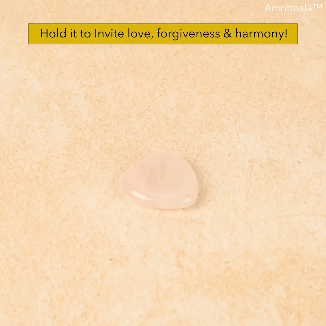 Amritmala Worry Stone for Love & Healing (Genuine Rose Quartz)
